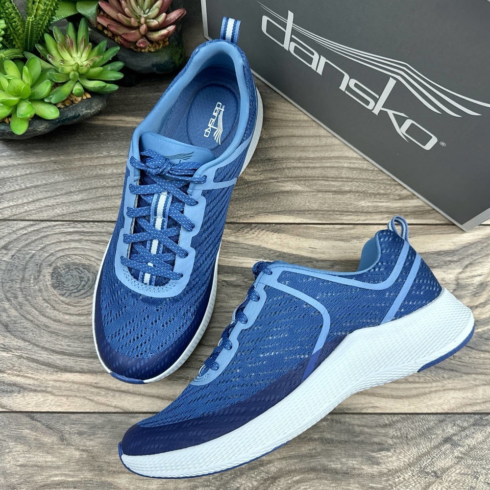 NIB Dansko Sky Mesh 38 7.5-8 Blue Lace Up Walking Sneakers
